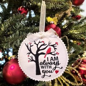 Embroidered In Memory ornaments I am always with you Red Cardinal Christmas